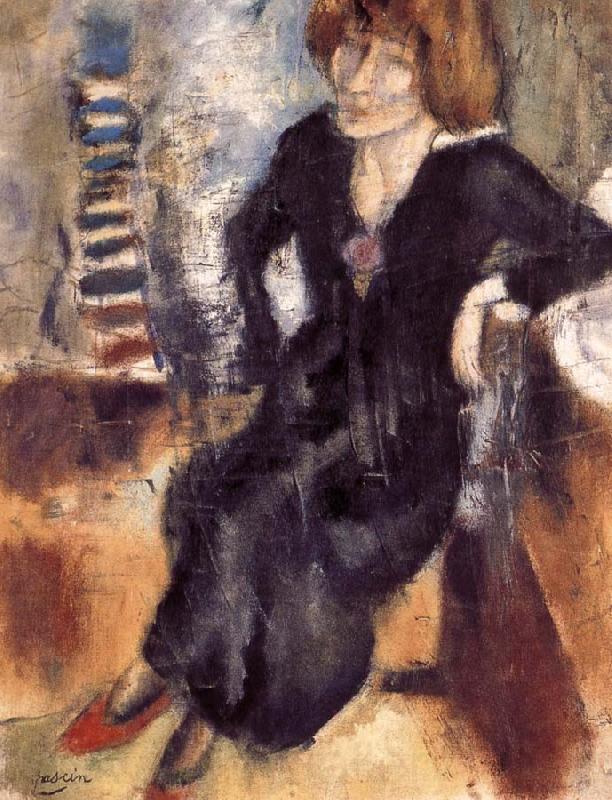 Jules Pascin Aiermila wearing the black dress France oil painting art